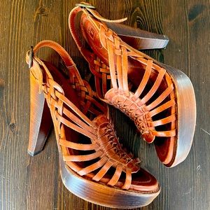 Frye Weaved Leather Sandal Heel